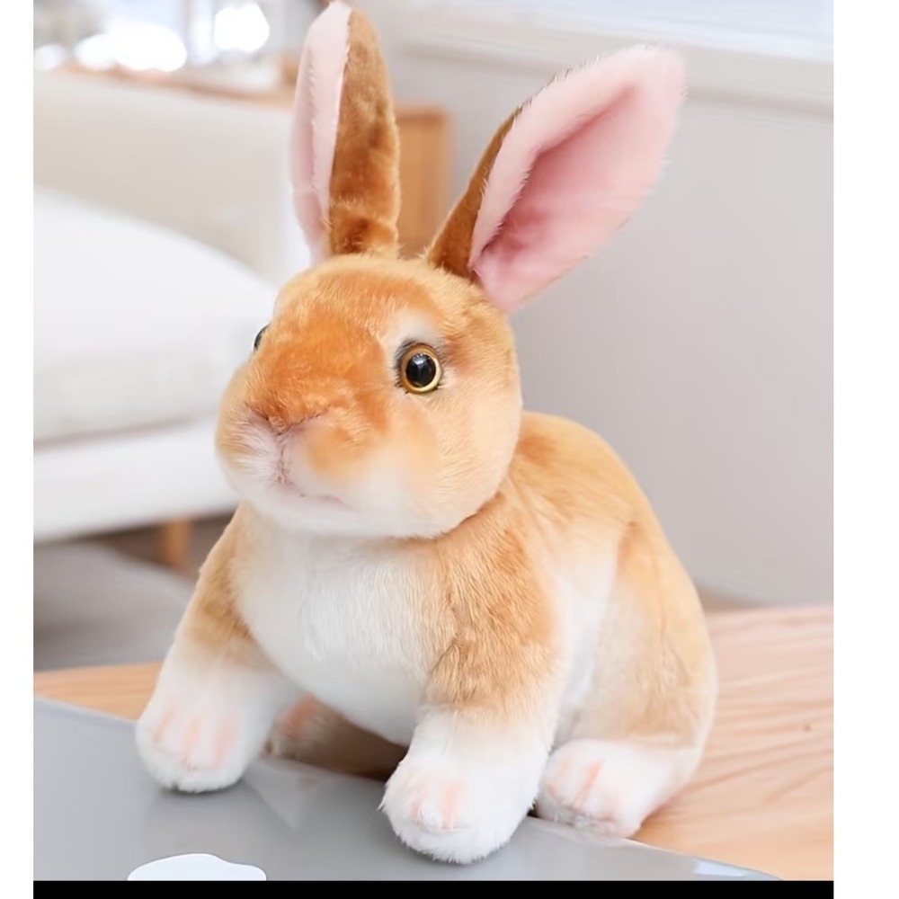 Rabbit Plush Toy Brown White Realistic Soft Bunny‎ New